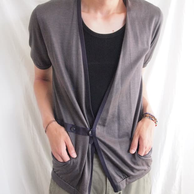 new* kolor 컬러 14ss 더블버튼 하프 가디건