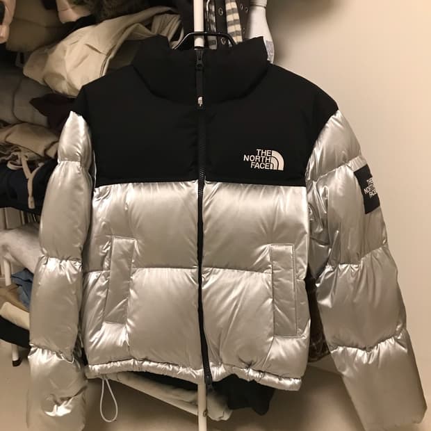 노스페이스 화이트 라벨 노벨티 눕시 다운 자켓 실버