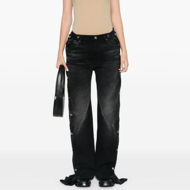 Y Project 블랙 와이드 데님 팬츠