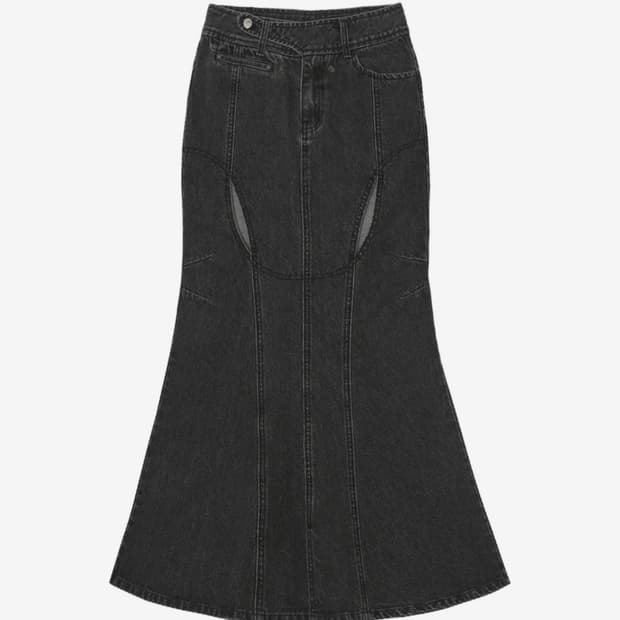 오호스 머메이드 슬릿 데님 스커트