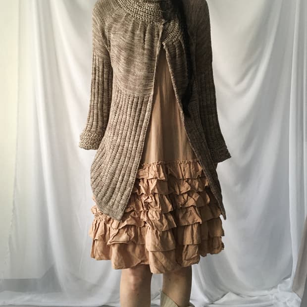 pattern mixed knit cardigan