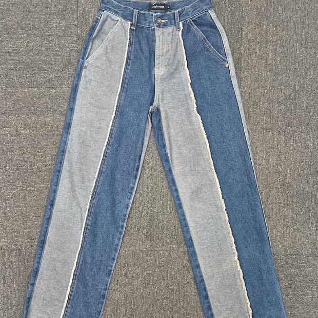 [S]<시티브리즈> 커팅배색 데님 팬츠