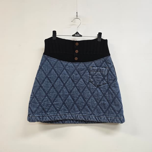 Sjyp 퀼트 데님 겨울 청 스커트