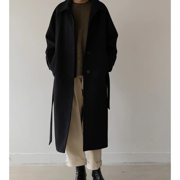 킨더살몬 Cashmere Single Coat Black