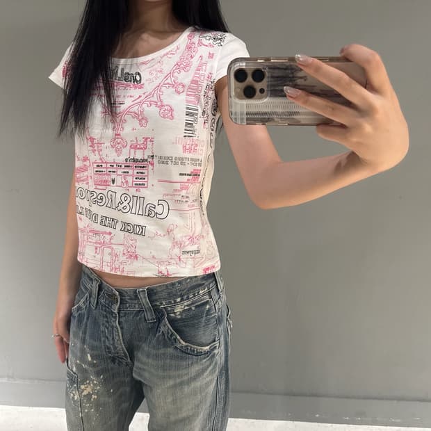 Pink archive graphic tee