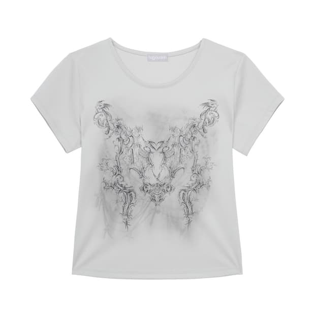 허그유어스킨 rococo T shirts HS ver (gray)