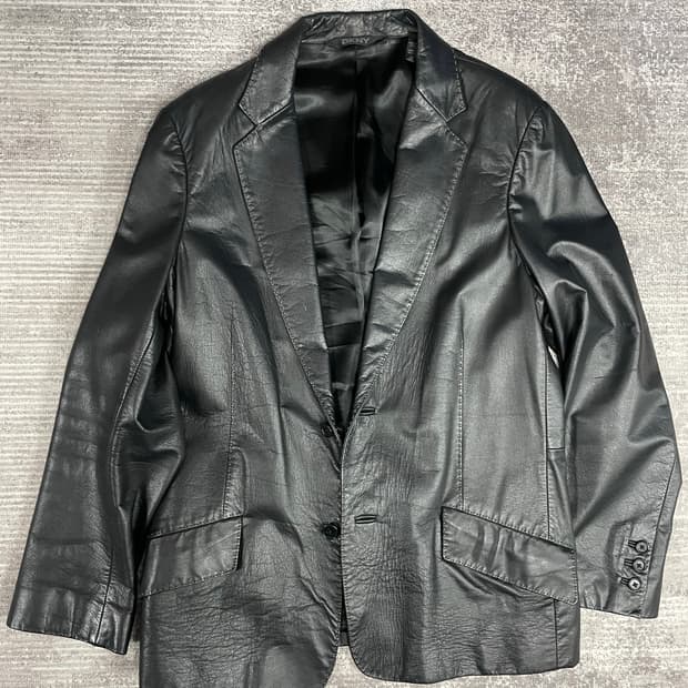 90s DKNY  리얼레더 스티치 자켓