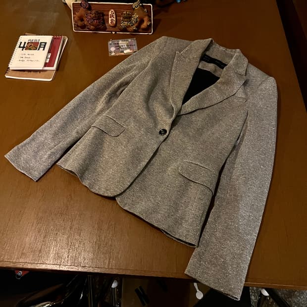 Zara 실버 펄 슬림핏 블레이저 