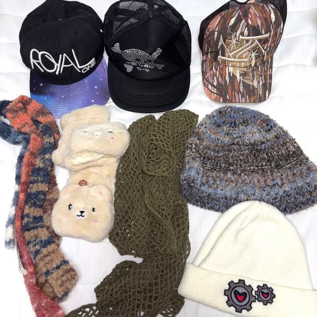 빈티지 모자 머플러 장갑