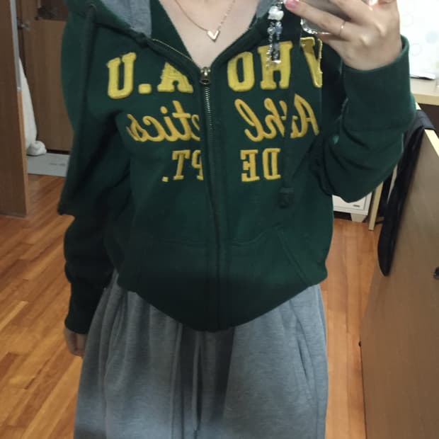 후아유 초록색 후드집업