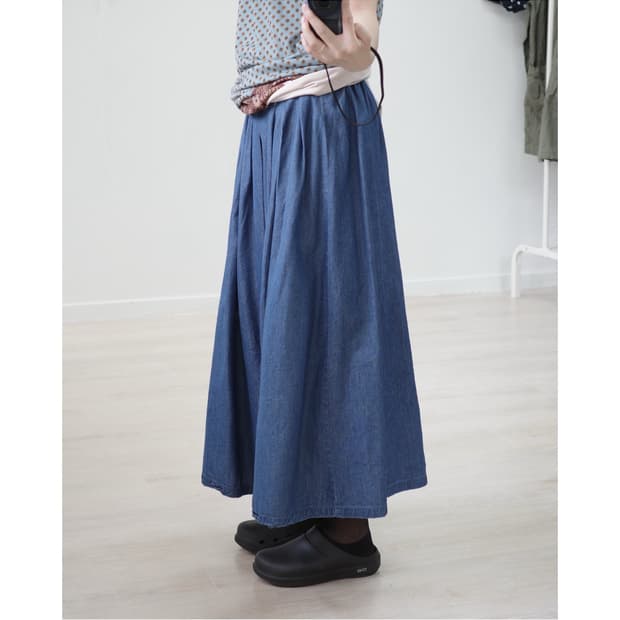 Stitch denim skirt pants