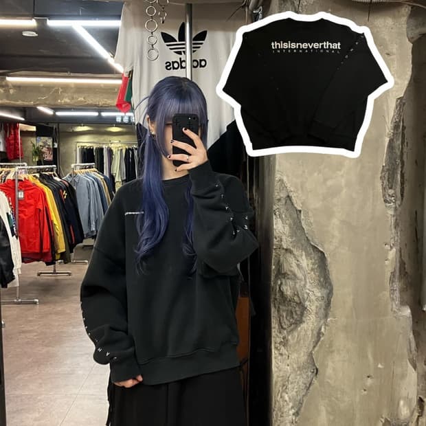 디즈이즈네버댓 맨투맨 블랙 M #csz3206