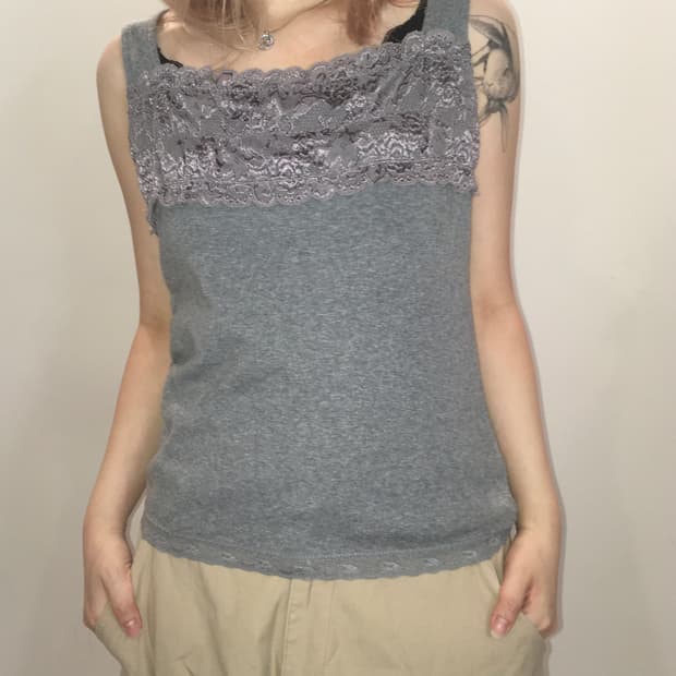 jpn vintage grey lace sleeveless
