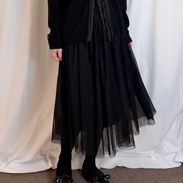 Sheer Midi Skirt – Black