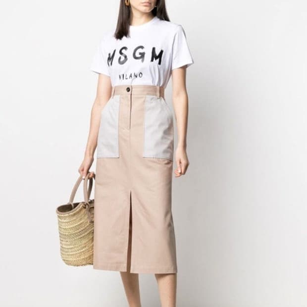 MSGM 로고 브러쉬 반팔 티셔츠