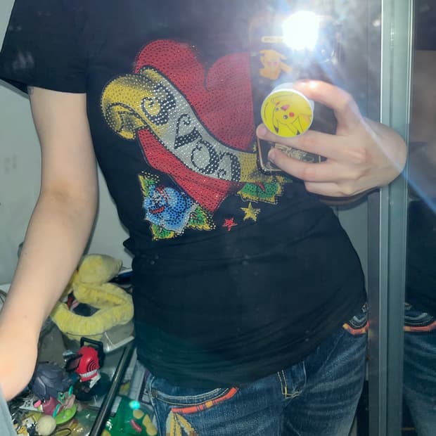 펑크프린팅 큐빅딱붙반팔