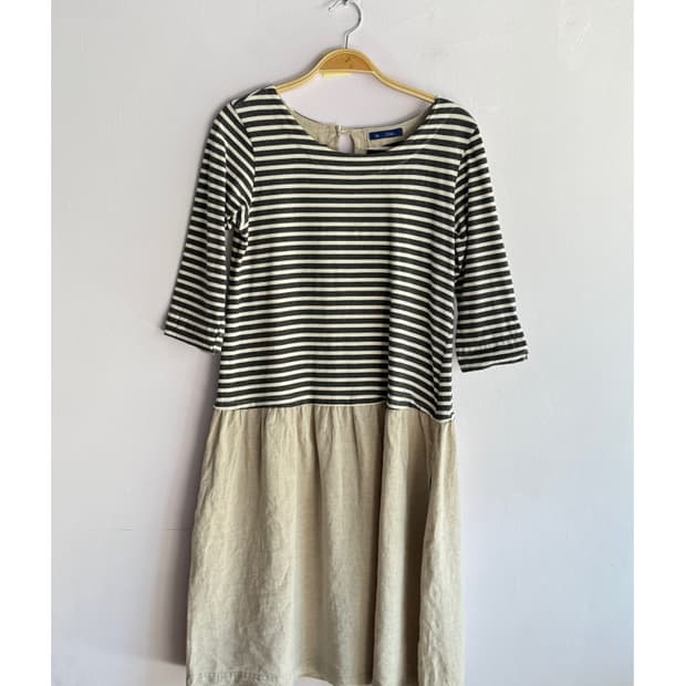 네추럴 스트라이프 원피스 일본빈티지