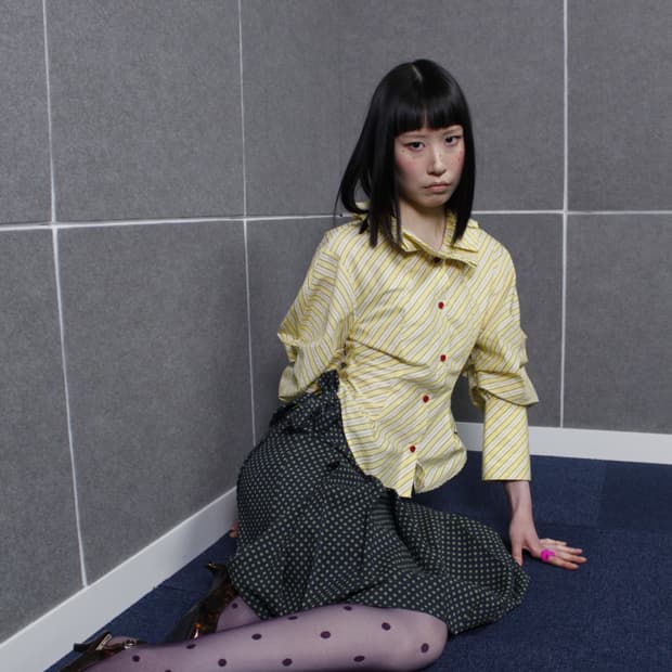 옐로우 스트라이프 블라우스