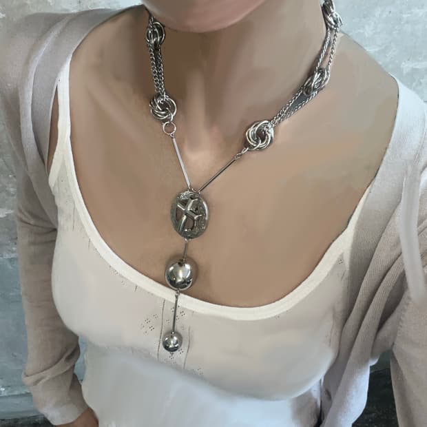 [M.Y.O.B NYC] Big silver ball necklace