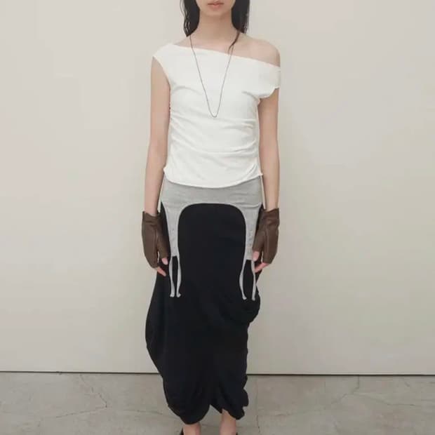 세릭 쉘 롱 스커트 블랙