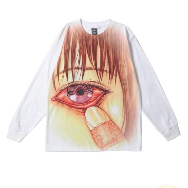 PROVEMEWRONG 눈알 롱슬리브 오버핏 2XL 빈티지 긴팔 티셔츠