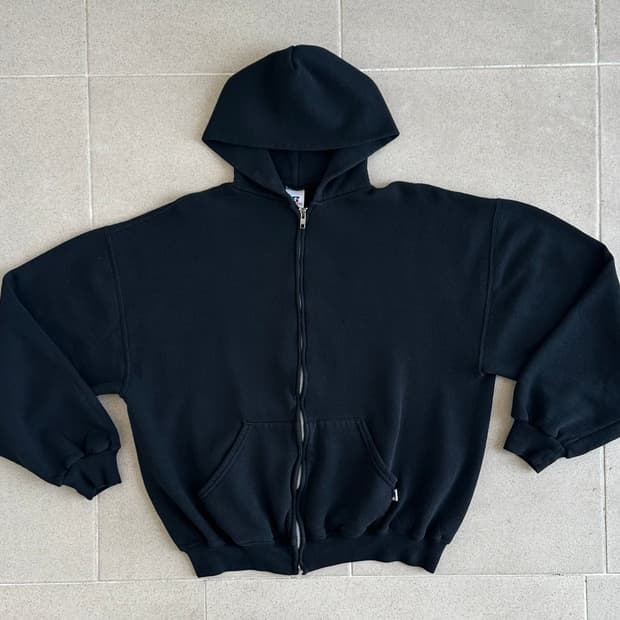 00s 빈티지 러셀 후드집업 블랙 L