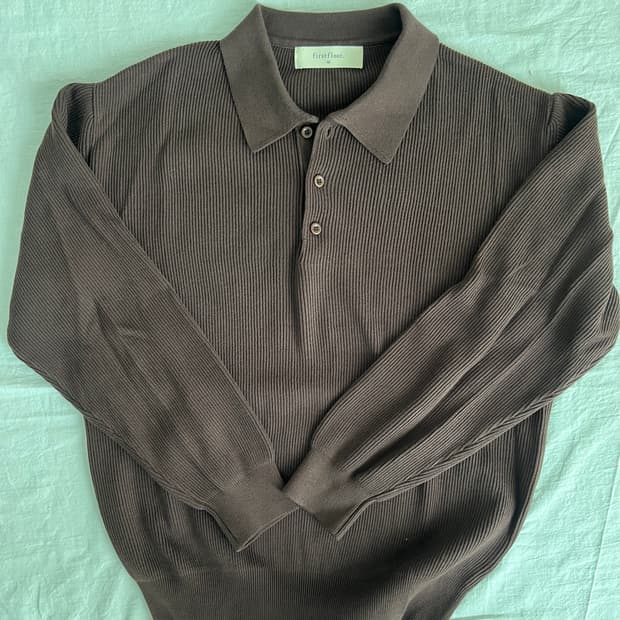 퍼스트플로어/코튼 립 폴로 니트 [브라운]/46