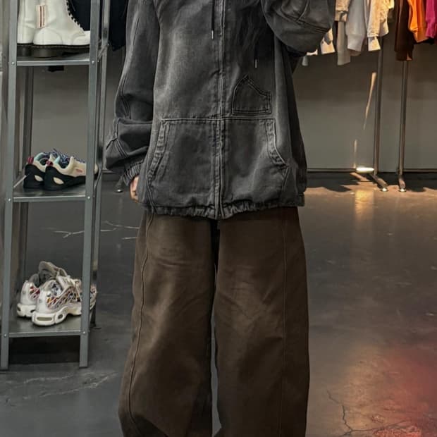 디미트리블랙 페이드 워싱 OG 그레이 데님 후드집업 A3404