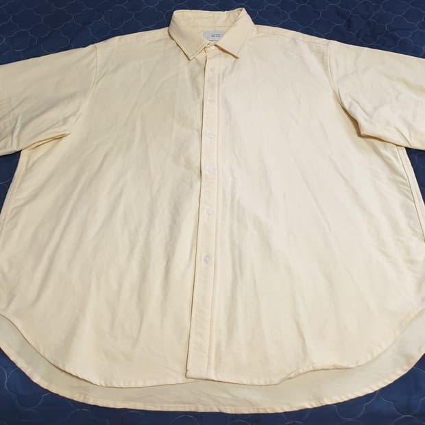 라퍼지스토어 맨 오가닉코튼100% 오버핏 반팔 옥스퍼드 셔츠 레몬 (M)