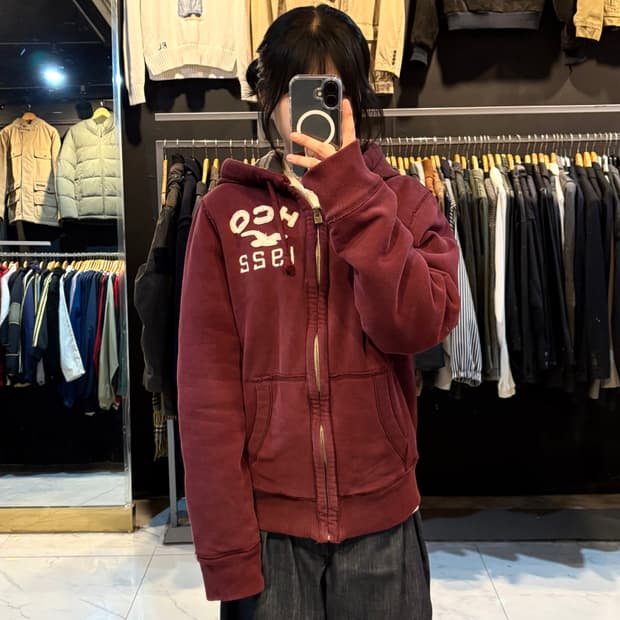 홀리스터 버건디 후드집업