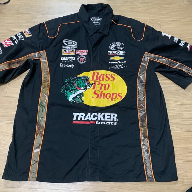 L)나스카 nascar 배스프로샵 x 리얼트리 스폰서 레이싱 반팔셔츠