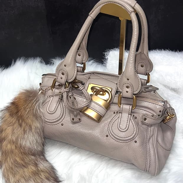 Chloe 끌로에 패딩턴 그레이 레더 아카이브 자물쇠 토트백