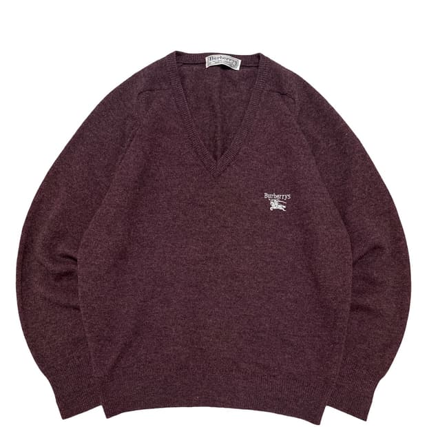 버버리 기마로고 버건디 램스울 니트