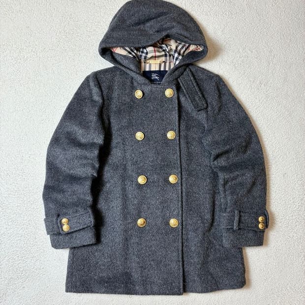 버버리 00's 재팬 더블 브레스트 금장 후디 코트 PN7268