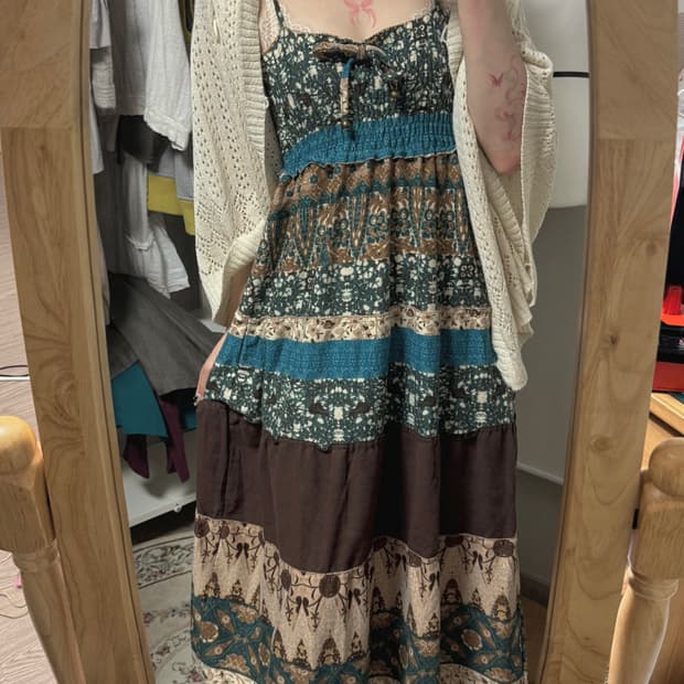 히피 모리걸 패치워크 원피스