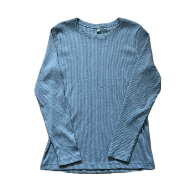 유니클로 하늘색 골지 롱슬리브