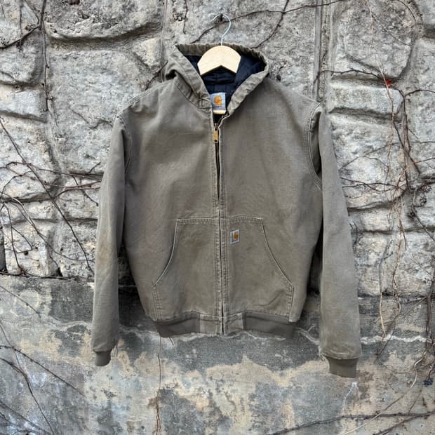 칼하트 빈티지 덕 액티브 그린 브라운 그레이 후드 자켓