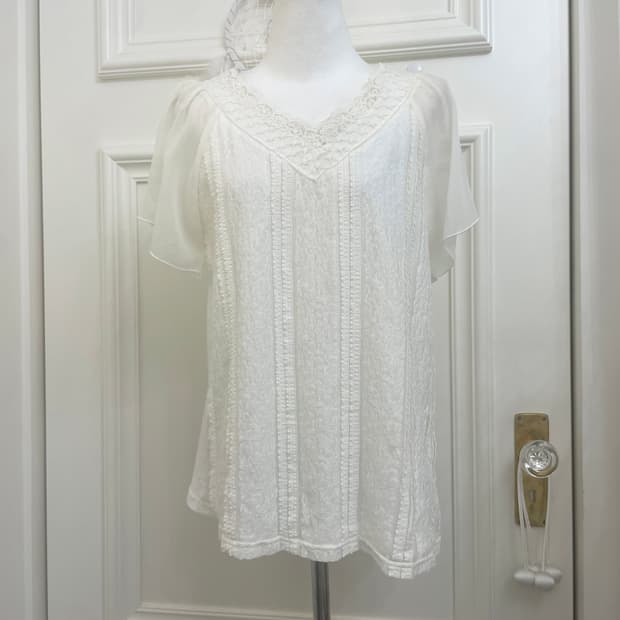 ivory lace point angel blouse