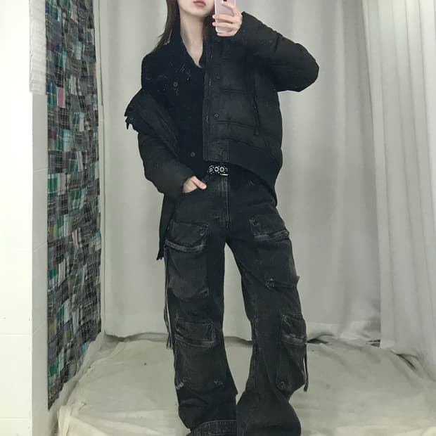 띠어리 지스타 로우 코르티스깔 블랙 펑크 스트릿 코디 세트