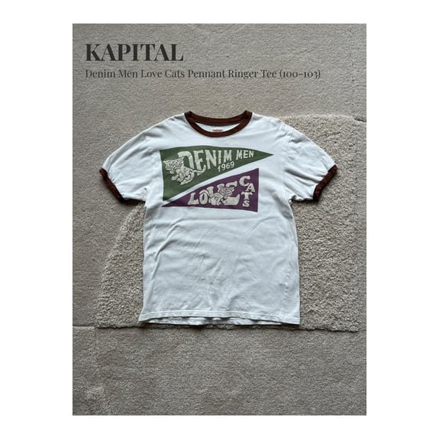KAPITAL 데님맨 러브캣 링거 티셔츠 (100-103)