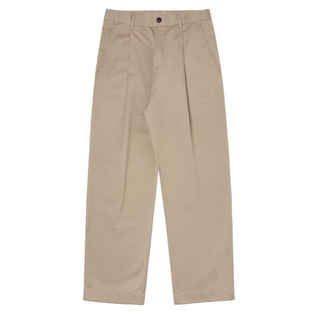 하프크라이즈 치노 원턱 와이드 팬츠 베이지