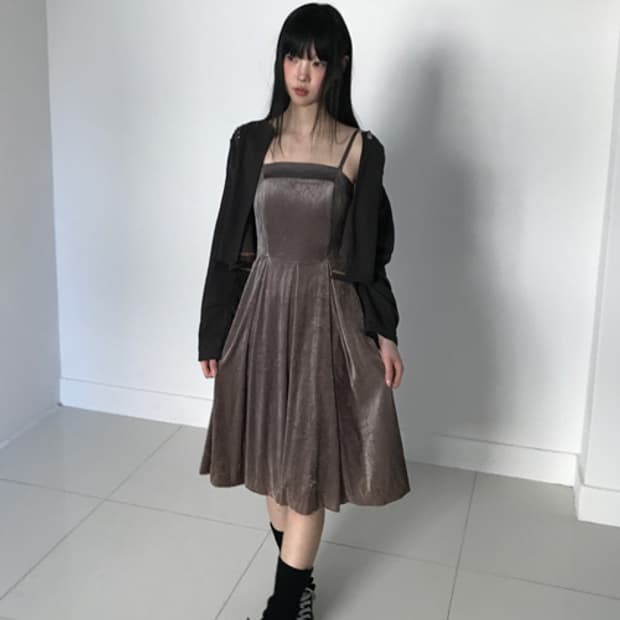 Velvet brown slip dress