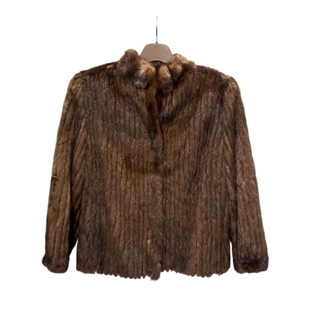 JPN VINTAGE 퍼 자켓 하이넥 투포켓 디테일 브라운