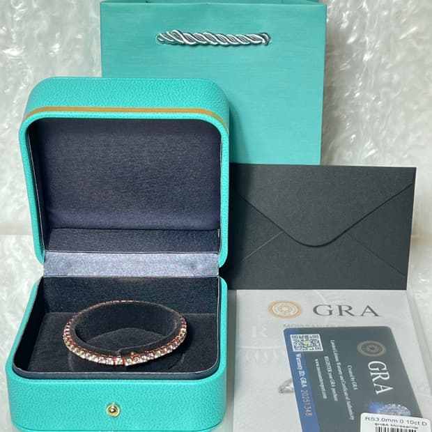 *새상품* 모이사나이트 4프롱 18k 로즈골드 원터치 테니스 은팔찌