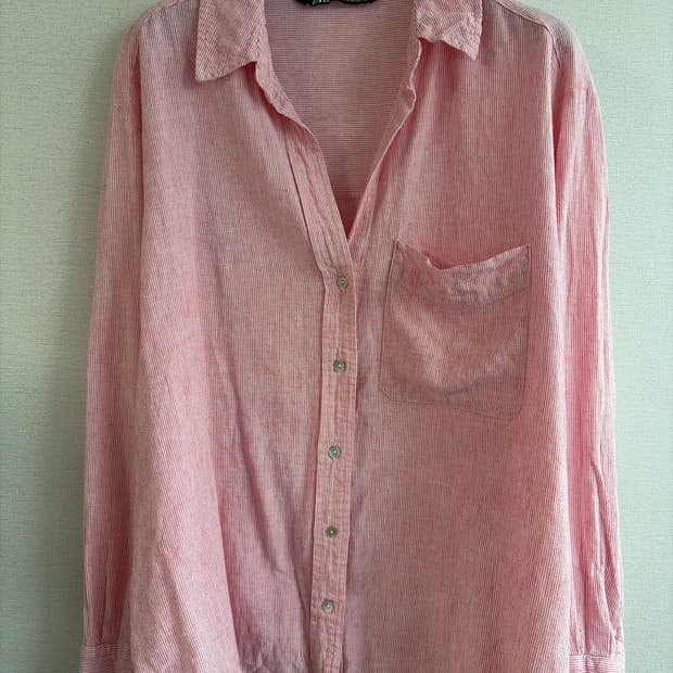 ZARA 린넨 스트라이프 셔츠 EUR M