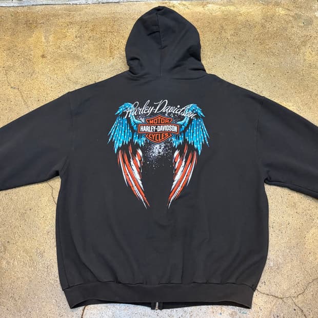 00s 미국 빈티지 할리데이비슨 빅사이즈 후드집업 ⠀후드티