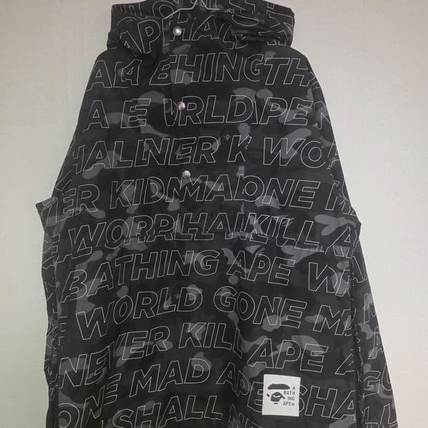 [XL] 베이프 레터링 블랙카모 아노락 자켓