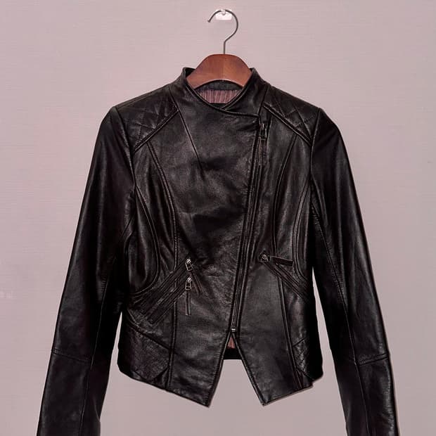 빈티지 비대칭 양가죽자켓