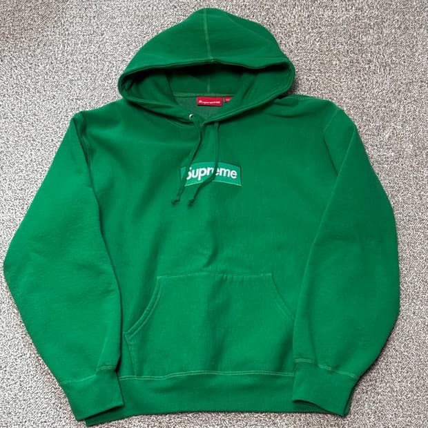 [M] 24FW 슈프림 박스로고 후드 그린 