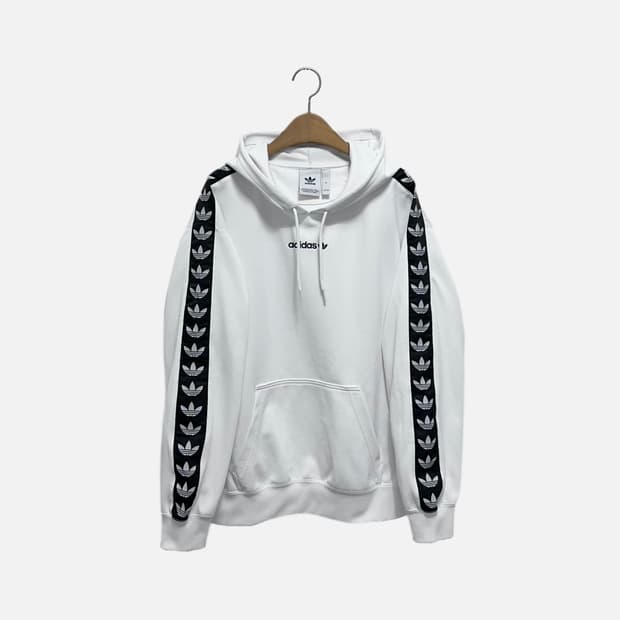 아디다스 사이드 테잎로고 후드티 화이트